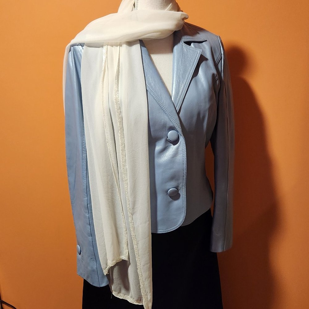 AUSTIN  REED leather jacket size 12  & free scarf - Picture 3 of 13